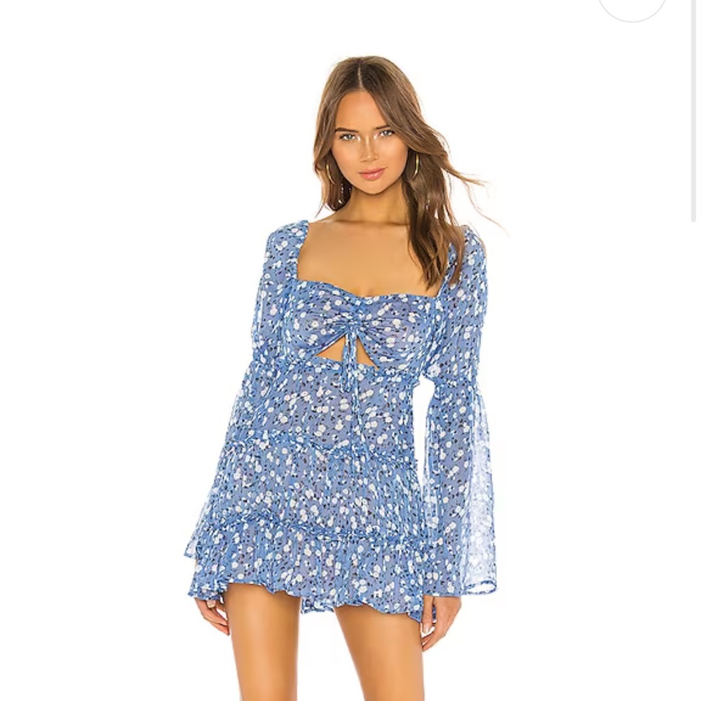 Ailish Mini Dress in Blue Ditsy - Majorelle